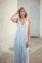 Load image into Gallery viewer, Blue Tribal Linen Jumpsuit
