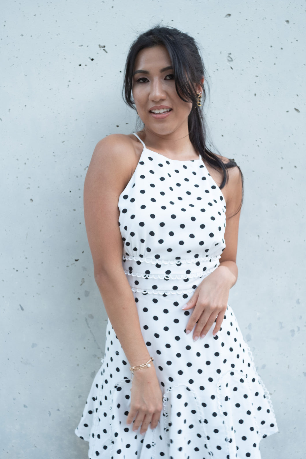 Iva Polka Dot Halter Dress