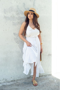 Front Slit Linen Skirt