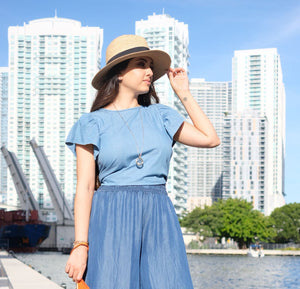 Denim Ruffle Top