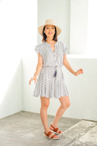 Iris Stripped Ruffle Dress