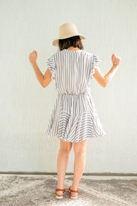 Iris Stripped Ruffle Dress