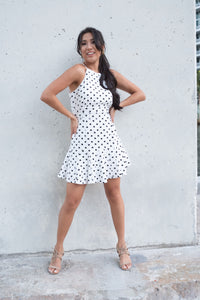 Iva Polka Dot Halter Dress