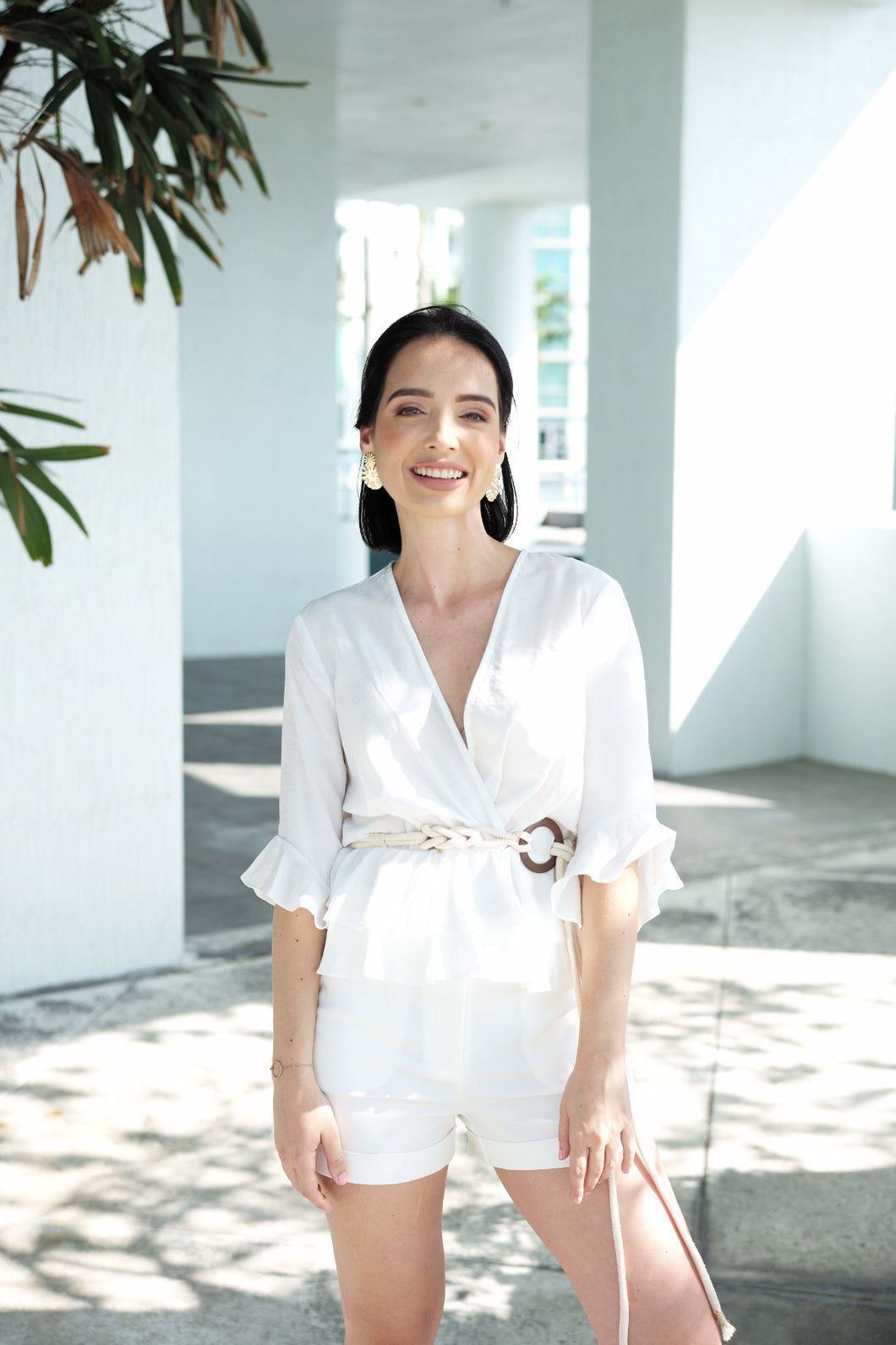 White Ruffle Blouse