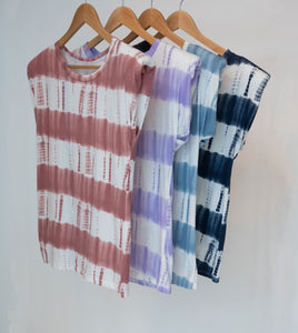 Striped Tie Dye Padded Shoulder T-Shirt