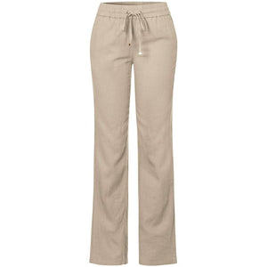 Tan Drawstring Linen Pants