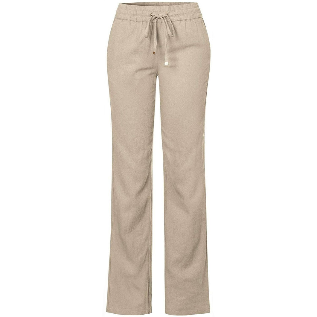 Tan Drawstring Linen Pants