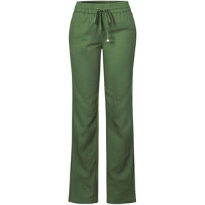 Olive Drawstring Linen Pants