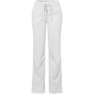 White Drawstring Linen Pants