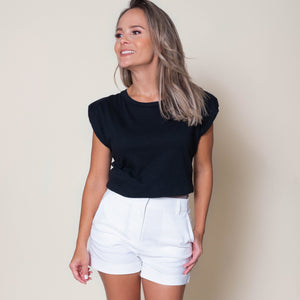 White Folded Hem Shorts