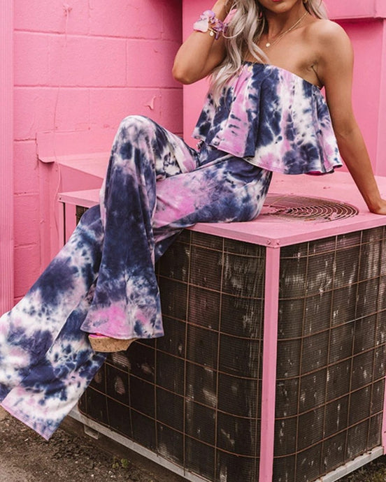 Strapless Tie Dye Jumpsuit 