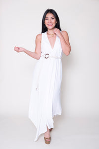 White Rope Belt Dress