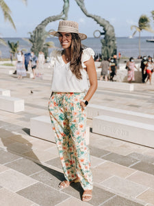 Tropical Print Ankle Pants